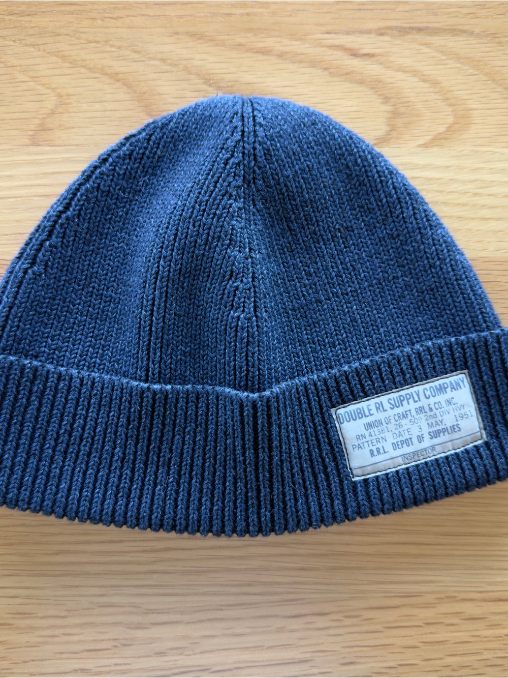 Ralph Lauren Double RL Navy Ribbed Knit Beanie - Picture 3 of 6